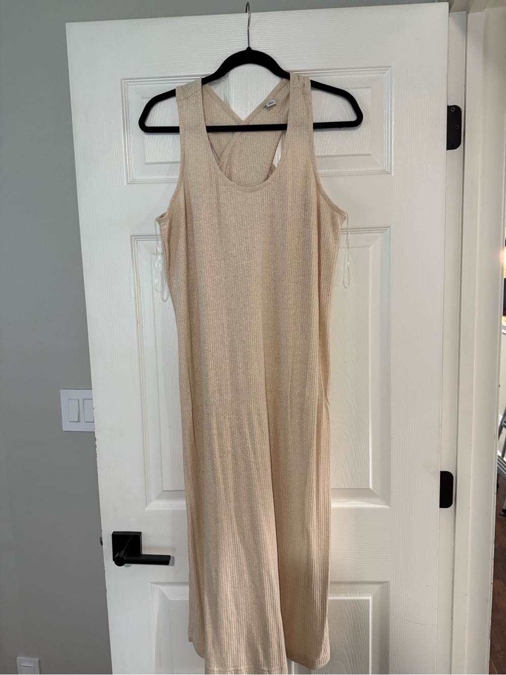 Old Navy Beige Ribbed Tank Midi Dress
